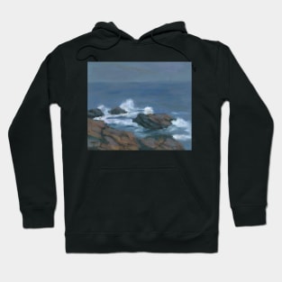 Atlantic Ocean Maine Coastal View on an overcast day Hoodie